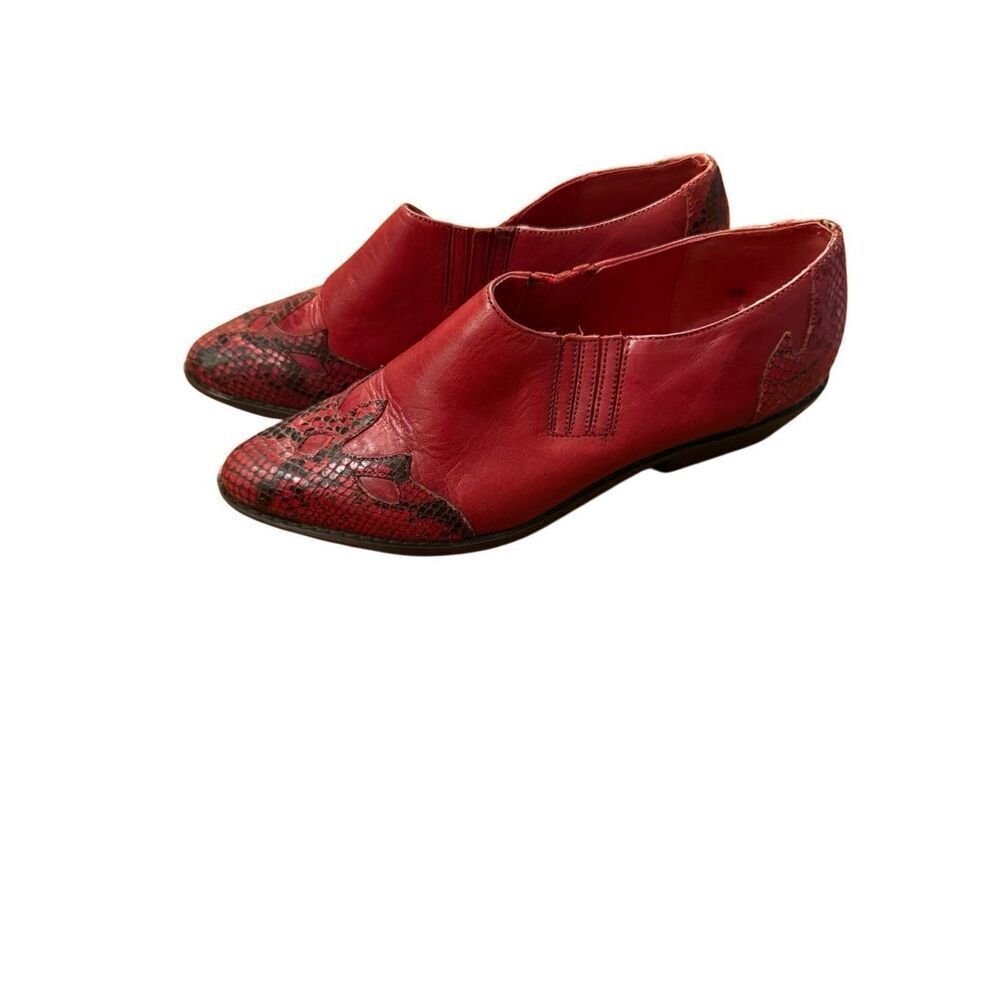 Arpeggios Women’s red leather snakeskin ankle booties Sz 6.5‎